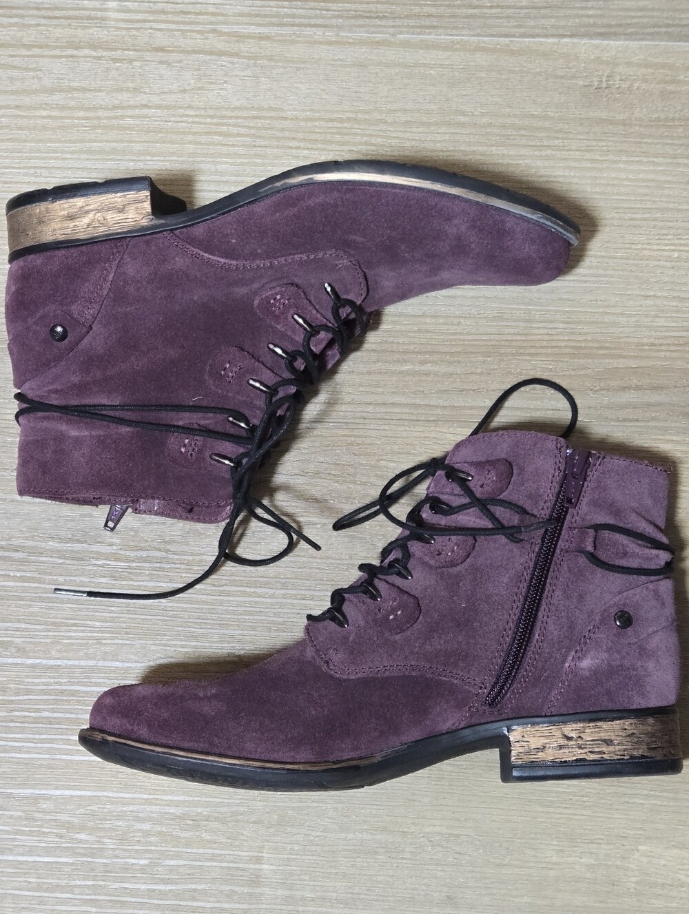 Vintage Earth Suede Lace-Up Ankle Boots in Plum - Picture 2 of 8
